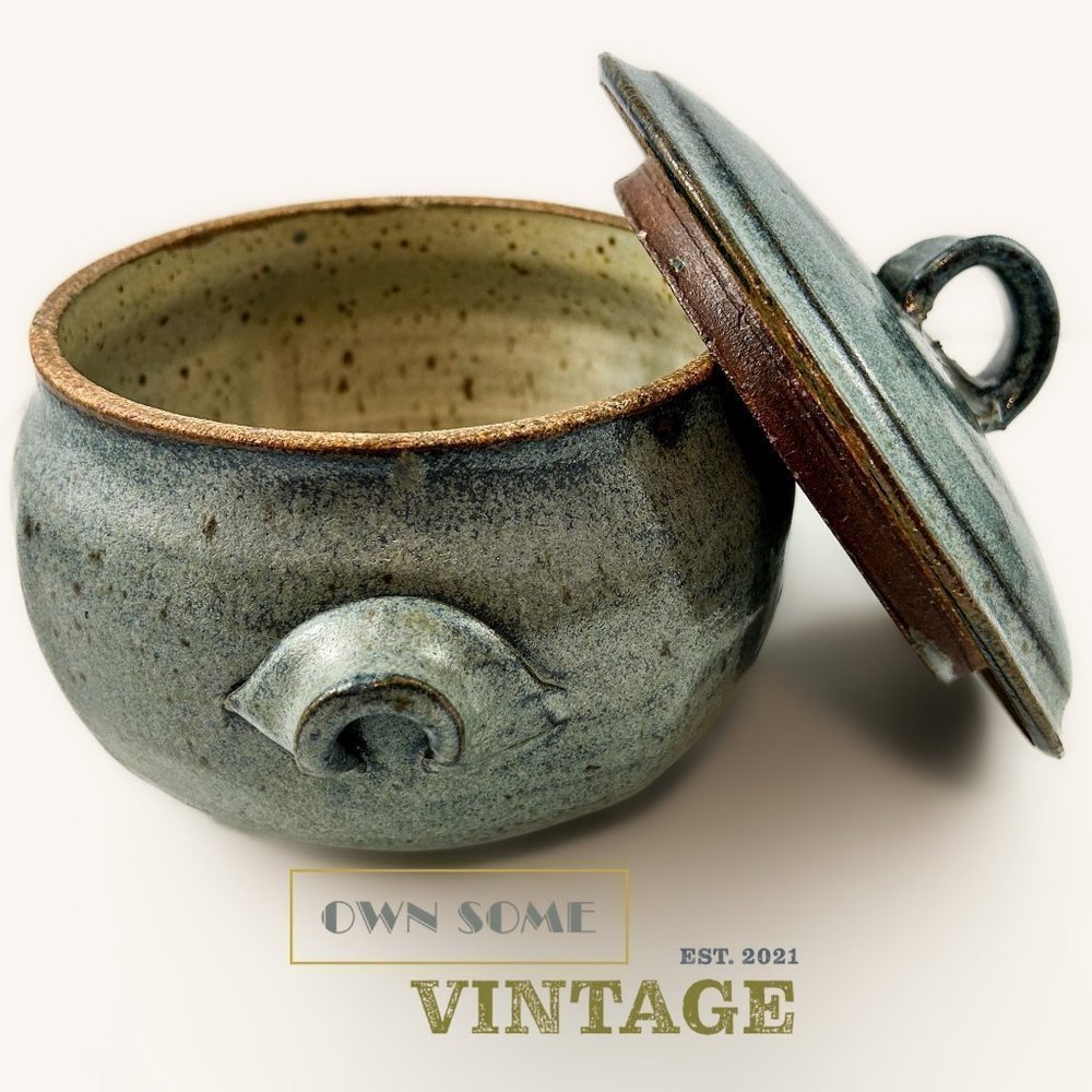 HANDMADE Stoneware Pottery Art | Turquoise Ceramic Lidded Bowl - Picture 10 of 10